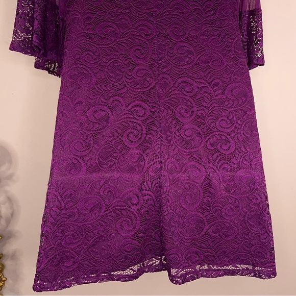 Size 22/24 Lane Bryant Purple Fuchsia Dress Lined Event Bell Sleeve Party Plus - Picture 13 of 16